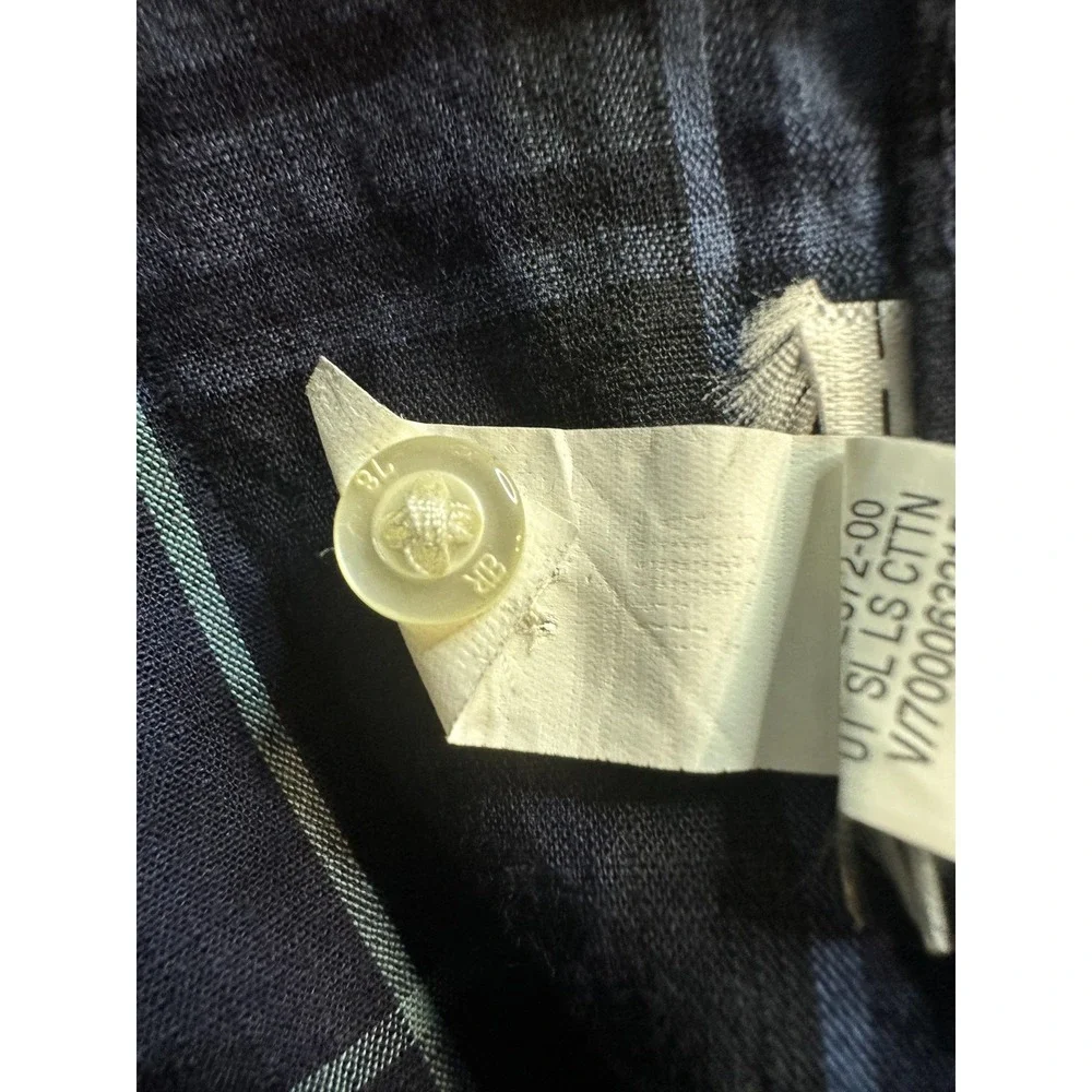 Banana Republic Shirt Mens S Blue Plaid Untucked Slim Fit Long Sleeve Cotton